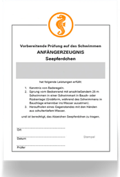Anfänger-Zeugnis 'Seepferdchen' - Bild 2