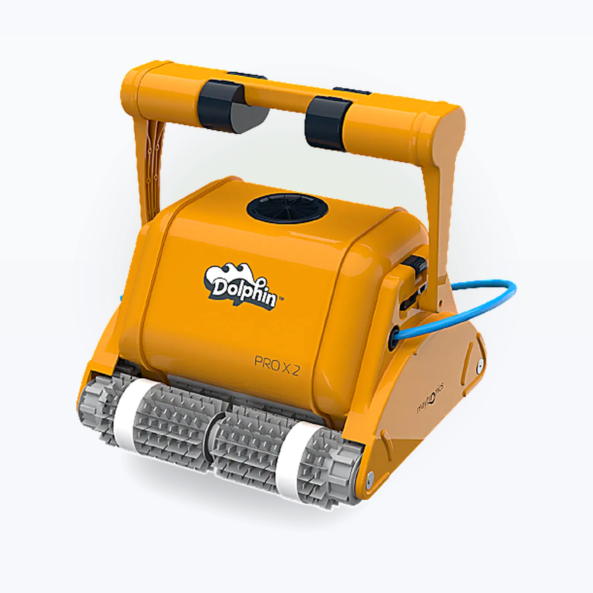Dolphin Dynamic PRO X 2 mit Combi-Bürste, Caddy und Funk-Fernbedienung. Für große Pools und Hotel-Bäder.