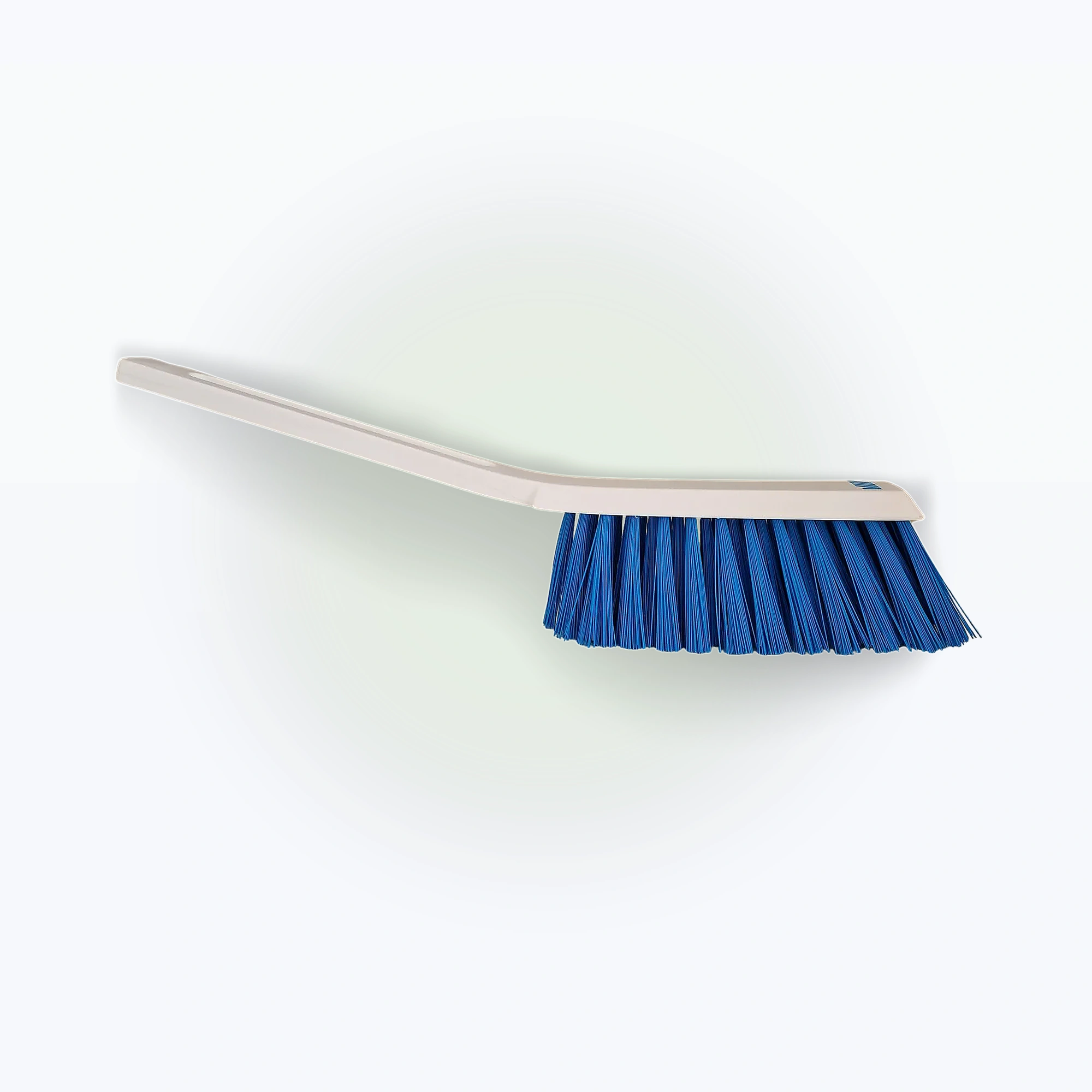 Werkbankbürste: mittelhart, Polyesterborsten, Grifflänge ca. 16,5 cm, Bürstenlänge ca. 16,5 cm, weiß, Borsten blau